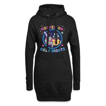 Accro aux nuits douillettes Amant du crochet Drôle - Sweat-shirt à capuche long Femme - noir - Devant