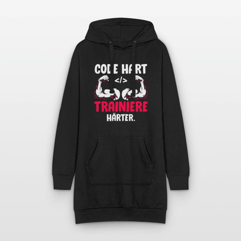 Coder CODE HARD TRAIN HARDER Funny Hoodie Dress