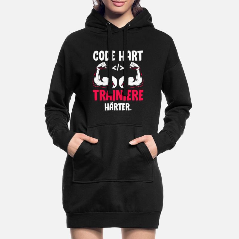 Coder CODE HARD TRAIN HARDER Funny Hoodie Dress