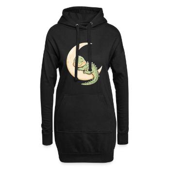 Mondkuschel-Drachen Schlaftraum - Hoodie-Kleid - Schwarz - Vorne