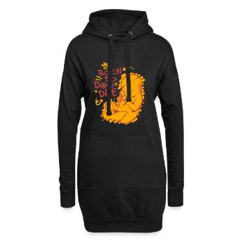 Doodle Kritzeln Zeichnung - Hoodie-Kleid - Schwarz - Vorne