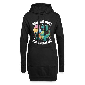 T Rex Eiscreme Jubel - Hoodie-Kleid - Schwarz - Vorne