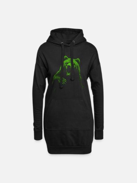Grizzlybär Wandern Camping Vintage Braunbär - Hoodie-Kleid - Schwarz