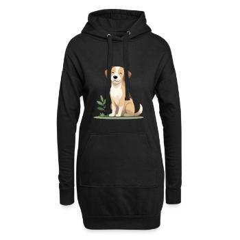Fröhlicher Welpe im Gras - Hoodie-Kleid - Schwarz - Vorne