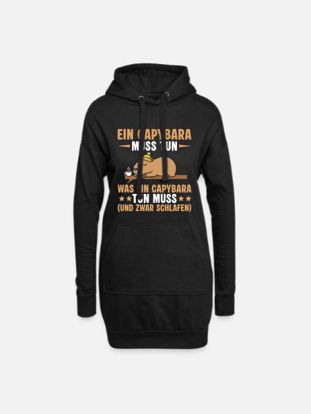 Capybara muss schlafen - Lustiger Büro Spruch - Hoodie-Kleid - Schwarz