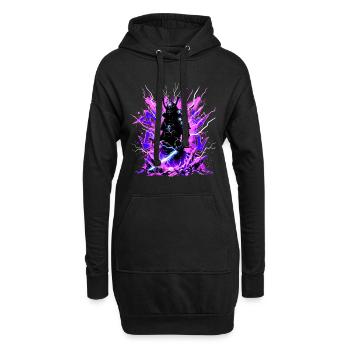 Cyber Samurai – Synthwave Katana Geist - Hoodie-Kleid - Schwarz - Vorne