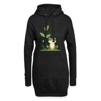 Petite grenouille dans la forêt d’herbe - Sweat-shirt à capuche long Femme - noir - Devant