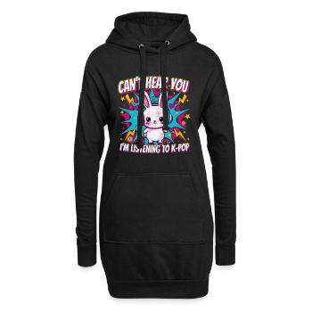 Je ne t’entends pas, j’écoute de la musique coréenne K-Pop - Sweat-shirt à capuche long Femme - noir - Devant