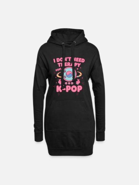 Ich brauche keine Therapie, Pop, K-Pop, koreanische Musikfans. - Hoodie-Kleid - Schwarz