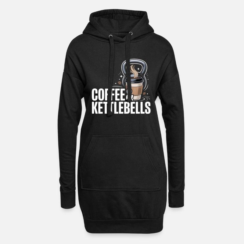 Kaffee & Kettlebells Duo - Hoodie-Kleid - Schwarz