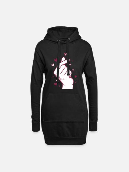 Kpop Koreanische Musik Niedliche Finger Herz Liebe Korea - Hoodie-Kleid - Schwarz