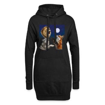 Wolf Fuchs und Löwe heulen auf den Mond Tiere - Hoodie-Kleid - Schwarz - Vorne