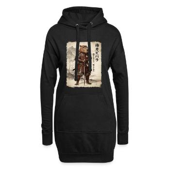 Samurai, Capybara, Japanische Kunst, Anime - Hoodie-Kleid - Schwarz - Vorne