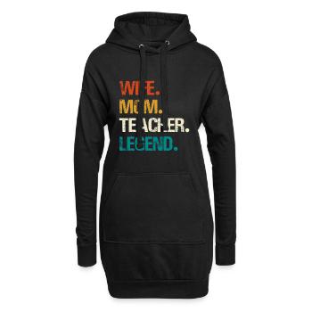 Wife. Mom. Teacher. Legend. Farbig - Hoodie-Kleid - Schwarz - Vorne