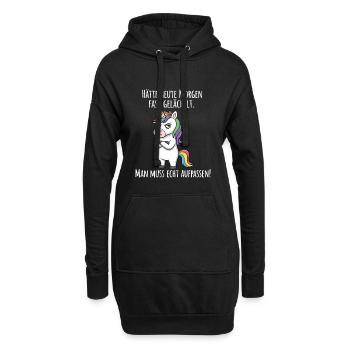 Fast gelächelt – Grummeliges Einhorn Morgenmuffel - Hoodie-Kleid - Schwarz - Vorne