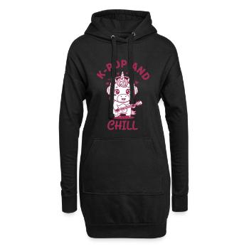 K-Pop And Chill Unicorn Kpop Korean Music Cute - Hoodie Dress - black - Front