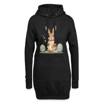 Lapin de Pâques avec une brosse - Sweat-shirt à capuche long Femme - noir - Devant