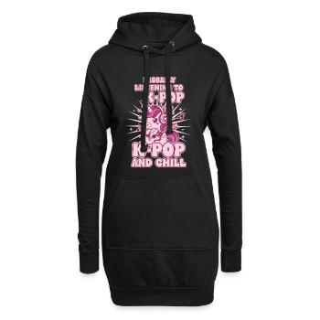 Wahrscheinlich höre ich K-Pop und Chill Unicorn - Hoodie-Kleid - Schwarz - Vorne