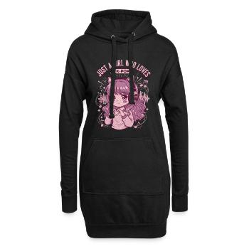 Just a girl, das K-Pop liebt, niedliche Anime-Koreanische Pop-Pop-Figuren - Hoodie-Kleid - Schwarz - Vorne