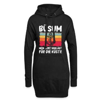 BÜSUMER MON CŒUR BAT POUR LA CÔTE - Sweat-shirt à capuche long Femme - noir - Devant