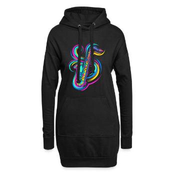 Saxophone - Sweat-shirt à capuche long Femme - noir - Devant