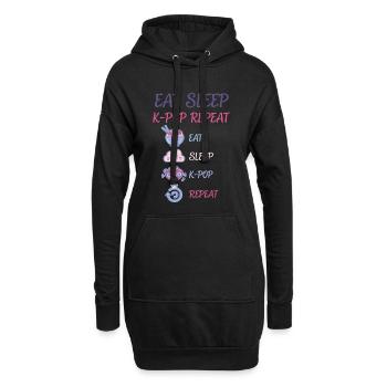 Mange, Dors, K-Pop, Répète de la musique coréenne, Anime mignon. - Sweat-shirt à capuche long Femme - noir - Devant