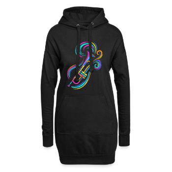 Trompete - Hoodie-Kleid - Schwarz - Vorne
