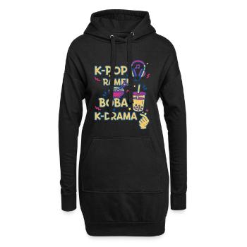 K-Pop Ramen Boba K Drama Koreanische Musik Kpop-Fans - Hoodie-Kleid - Schwarz - Vorne
