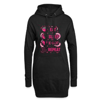 Essen, schlafen, K-Pop wiederholen, koreanische Musik, Kpop, Liebe, - Hoodie-Kleid - Schwarz - Vorne