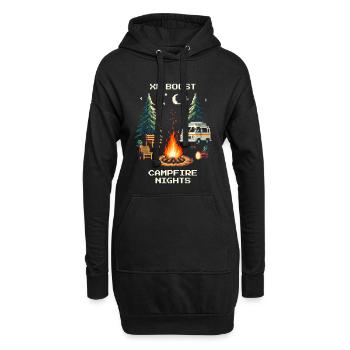 Nuits de feu de camp avec boost d’XP | Van Life - Sweat-shirt à capuche long Femme - noir - Devant