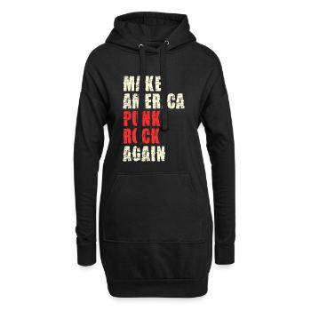 Punk Rock Revival, impression de frappe - Sweat-shirt à capuche long Femme - noir - Devant