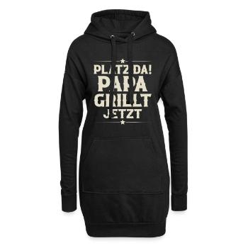 Papa Vater Grillen - Hoodie-Kleid - Schwarz - Vorne