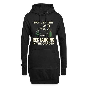 Humour social de jardin qui recharge la batterie - Sweat-shirt à capuche long Femme - noir - Devant