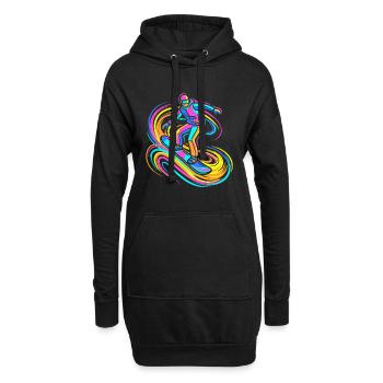 Snowboarder - Hoodie-Kleid - Schwarz - Vorne