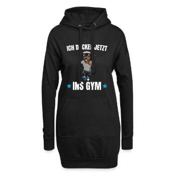 Workout Ich dackel jetzt ins Gym - Hoodie-Kleid - Schwarz - Vorne