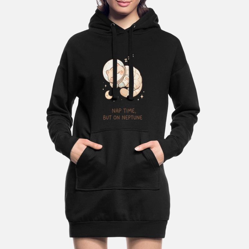 Nap Neptune | Chat de l’espace mignon Sweat-shirt à capuche long Femme