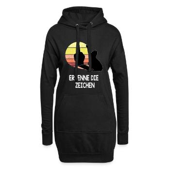 Waving Cat Shadow Cats Erkennen die Zeichen Retro  - Hoodie-Kleid - Schwarz - Vorne