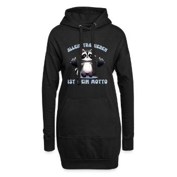 Kraftsport ALLEIN TRAINIEREN IST MEIN MOTTO Lustig - Hoodie-Kleid - Schwarz - Vorne