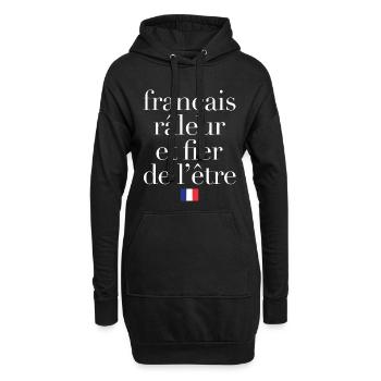 Grognon Humour Râleur Français Fier - Sweat-shirt à capuche long Femme - noir - Devant