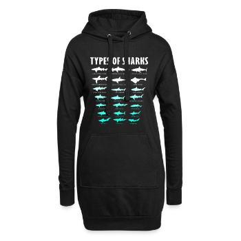 Types de requins Conception des requins d’océan | Chemise de requin - Sweat-shirt à capuche long Femme - noir - Devant