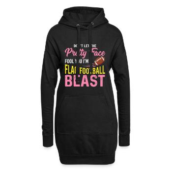 Bête du Flag Football - Citation drôle de joli visage - Sweat-shirt à capuche long Femme - noir - Devant
