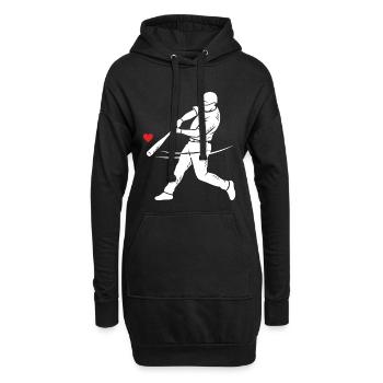Cœur silhouette du frappeur de baseball - Sweat-shirt à capuche long Femme - noir - Devant