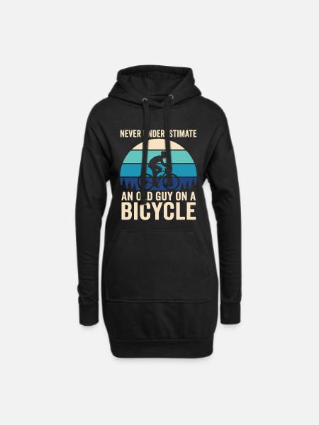 Never Underestimate Old Guy Bicycle - Hoodie-Kleid - Schwarz
