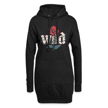 Chemise de fleurs sauvages avec motif de pavot - Sweat-shirt à capuche long Femme - noir - Devant
