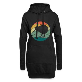 Oiseau néo-zélandais mignon Kiwi Rétro Vintage - Sweat-shirt à capuche long Femme - noir - Devant
