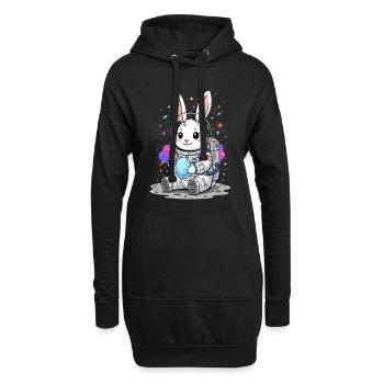 Lapin de Pâques astronaute Espace - Sweat-shirt à capuche long Femme - noir - Devant