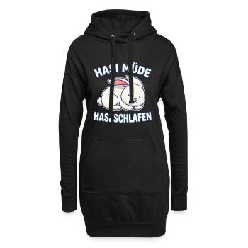Hasi Müde Hasi Schlafen Hase  - Hoodie-Kleid - Schwarz - Vorne
