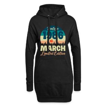 Cadeau d'anniversaire 40 ans 1986 Mars Vintage - Sweat-shirt à capuche long Femme - noir - Devant