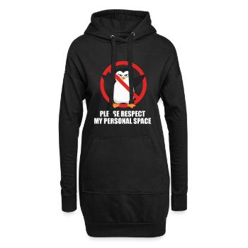 Veuillez respecter mon espace personnel, Pingouin - Sweat-shirt à capuche long Femme - noir - Devant