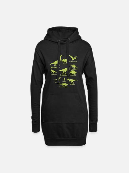 Dinosaurier Shirt für Dino Fans - Hoodie-Kleid - Schwarz